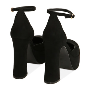 Escote plataforma negro en microfibra tacón 11,5 cm