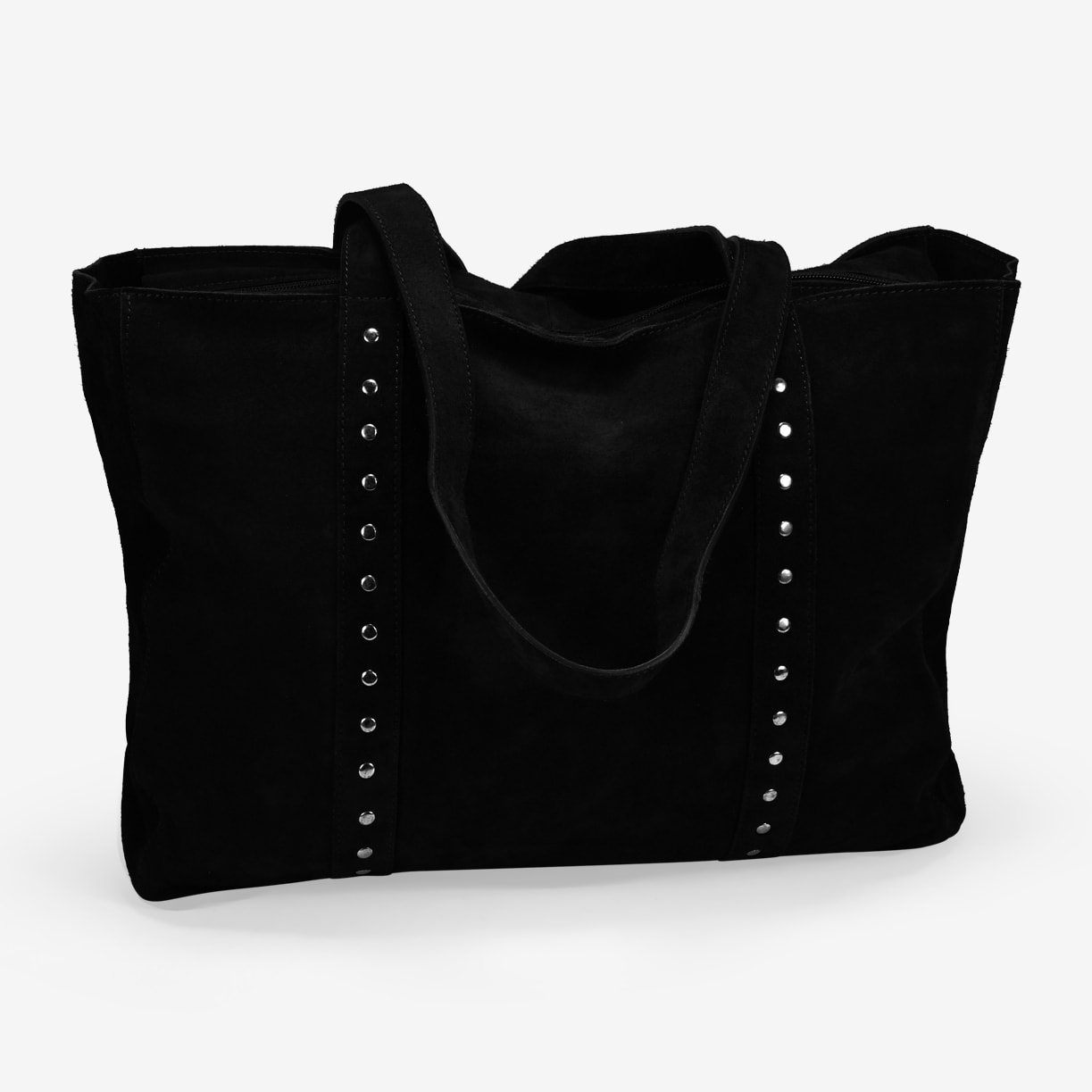 Bolso de hombro negro serraje piel con tachas