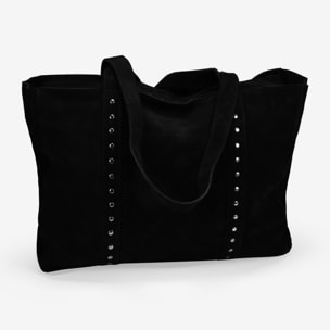 Bolso de hombro negro serraje piel con tachas