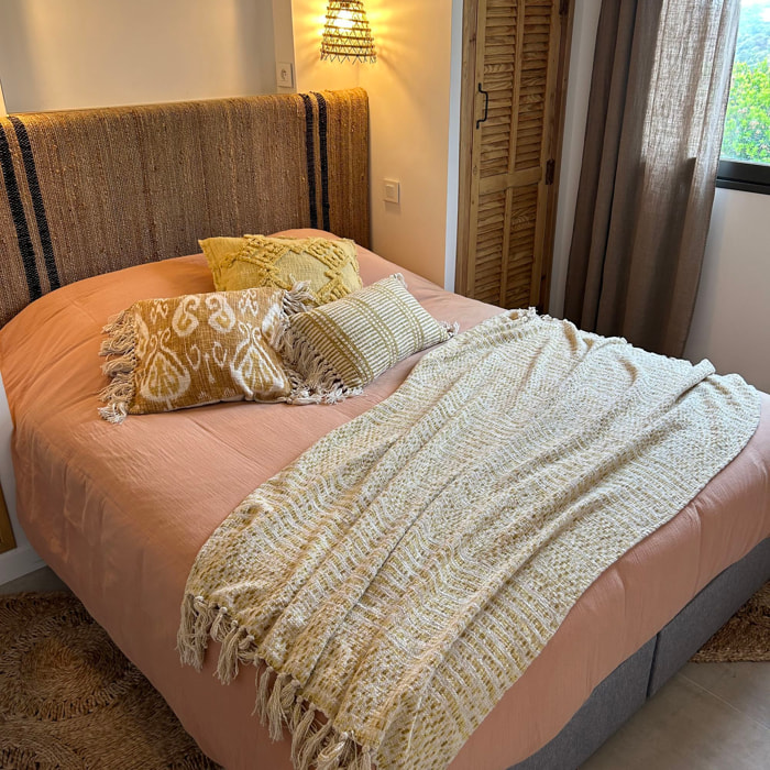 Plaid à franges en coton jaune avec franges 250cm RECIFE