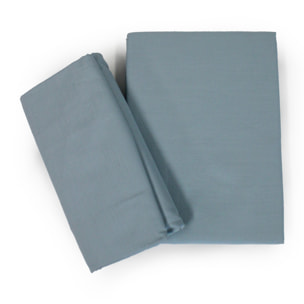 White & White Completo letto singolo 100% cotone percalle Azzurro