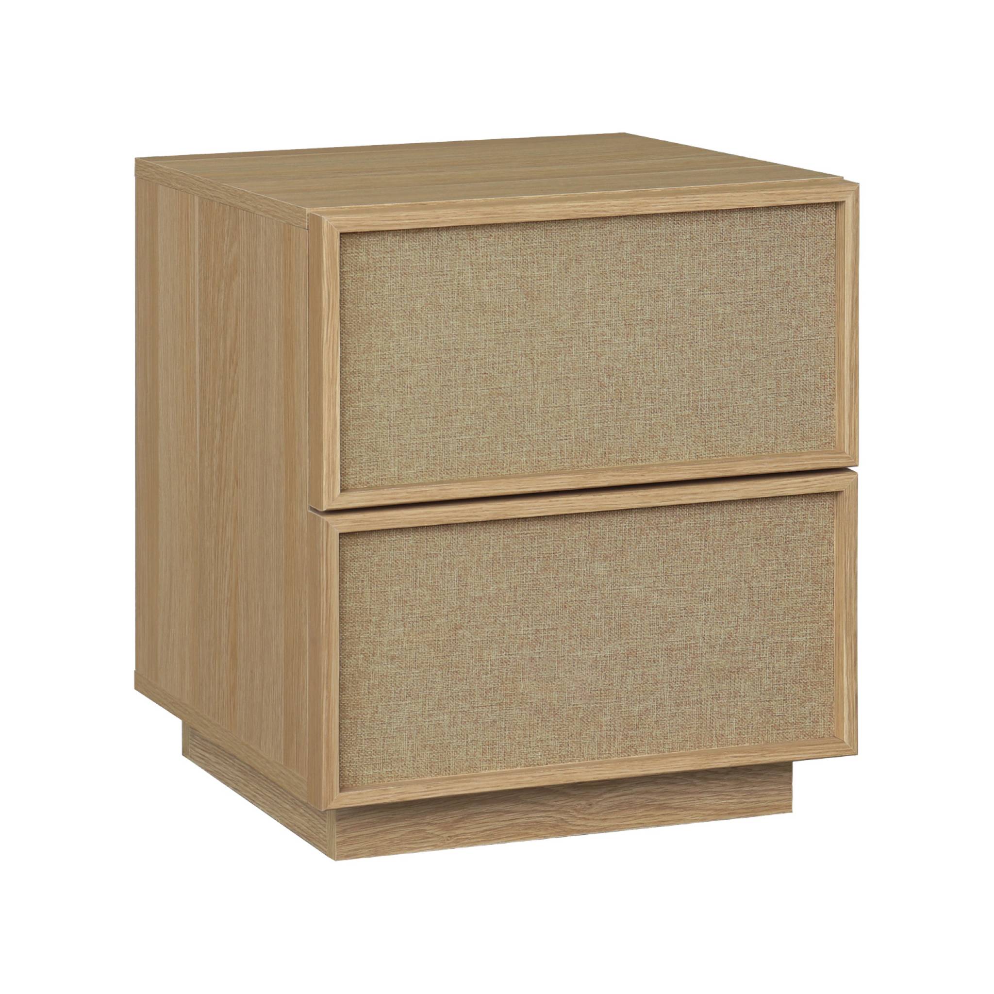 Table de chevet décor bois et tissu 2 tiroirs  KUBA