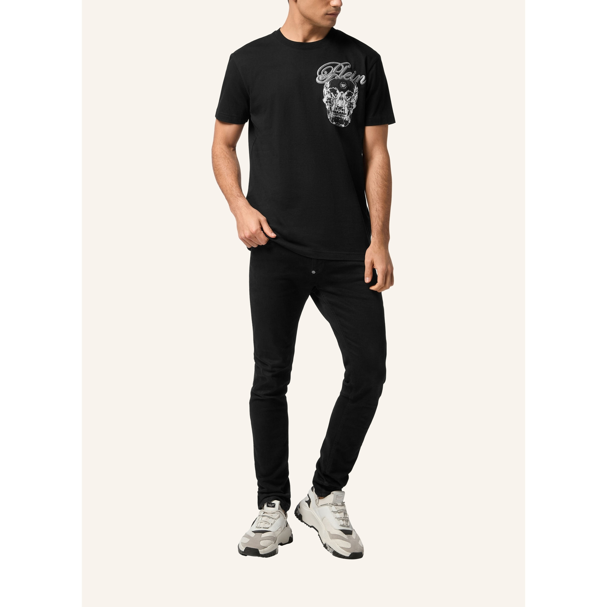 PHILIPP PLEIN Camiseta de cuello redondo y manga corta SKULL