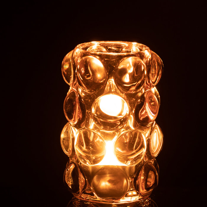 J-Line bougeoir Bollie - verre - rose