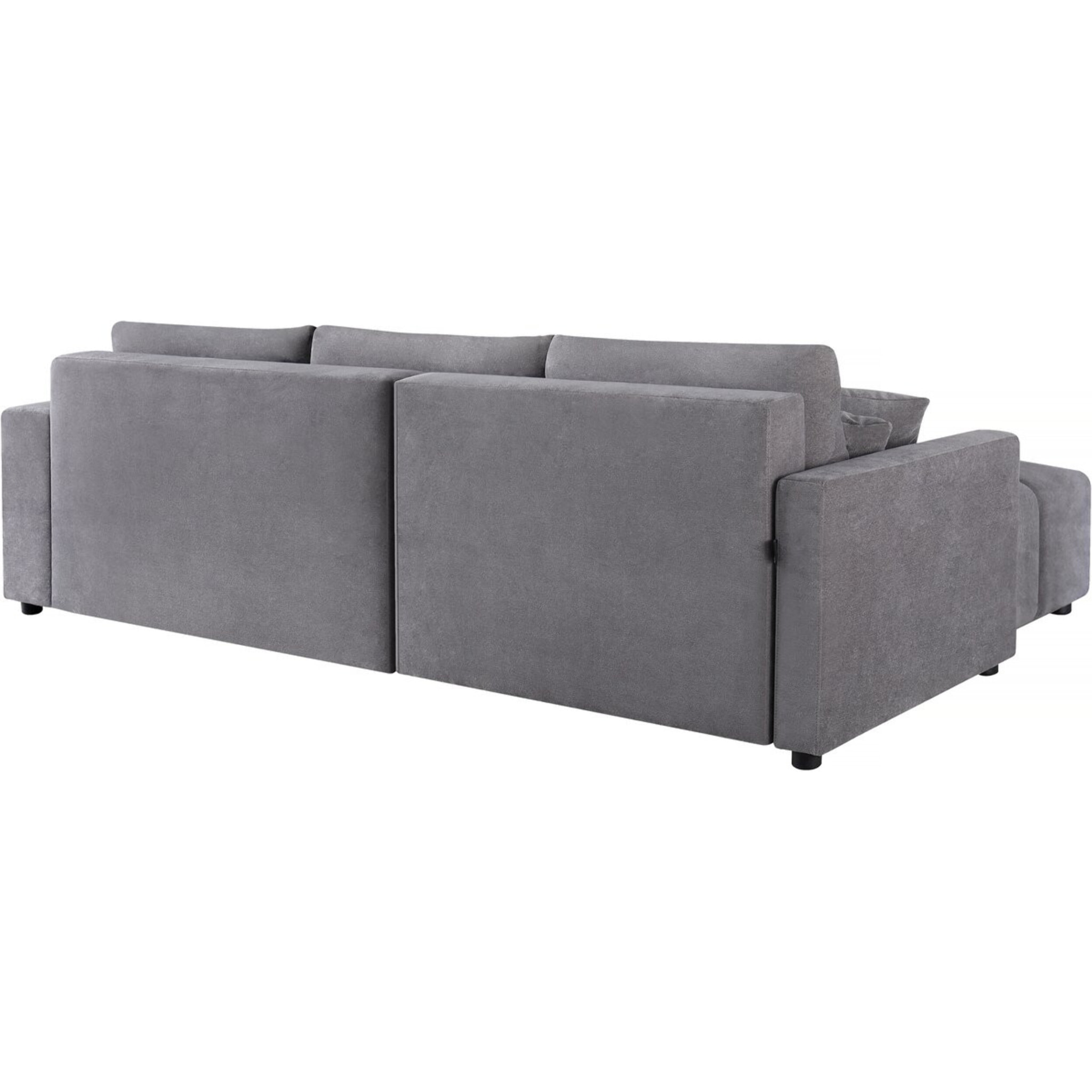 Canapé d'angle convertible tissu chenille 3 places - "Trocadero" - Gris