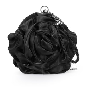 Bolso de fiesta negro con forma de flor
