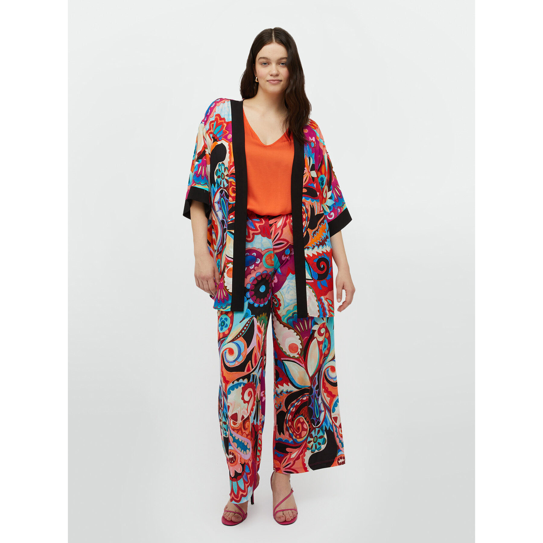 Fiorella Rubino - Kimono multicolor con viscosa LENZING™ ECOVERO™ - Fuchsia