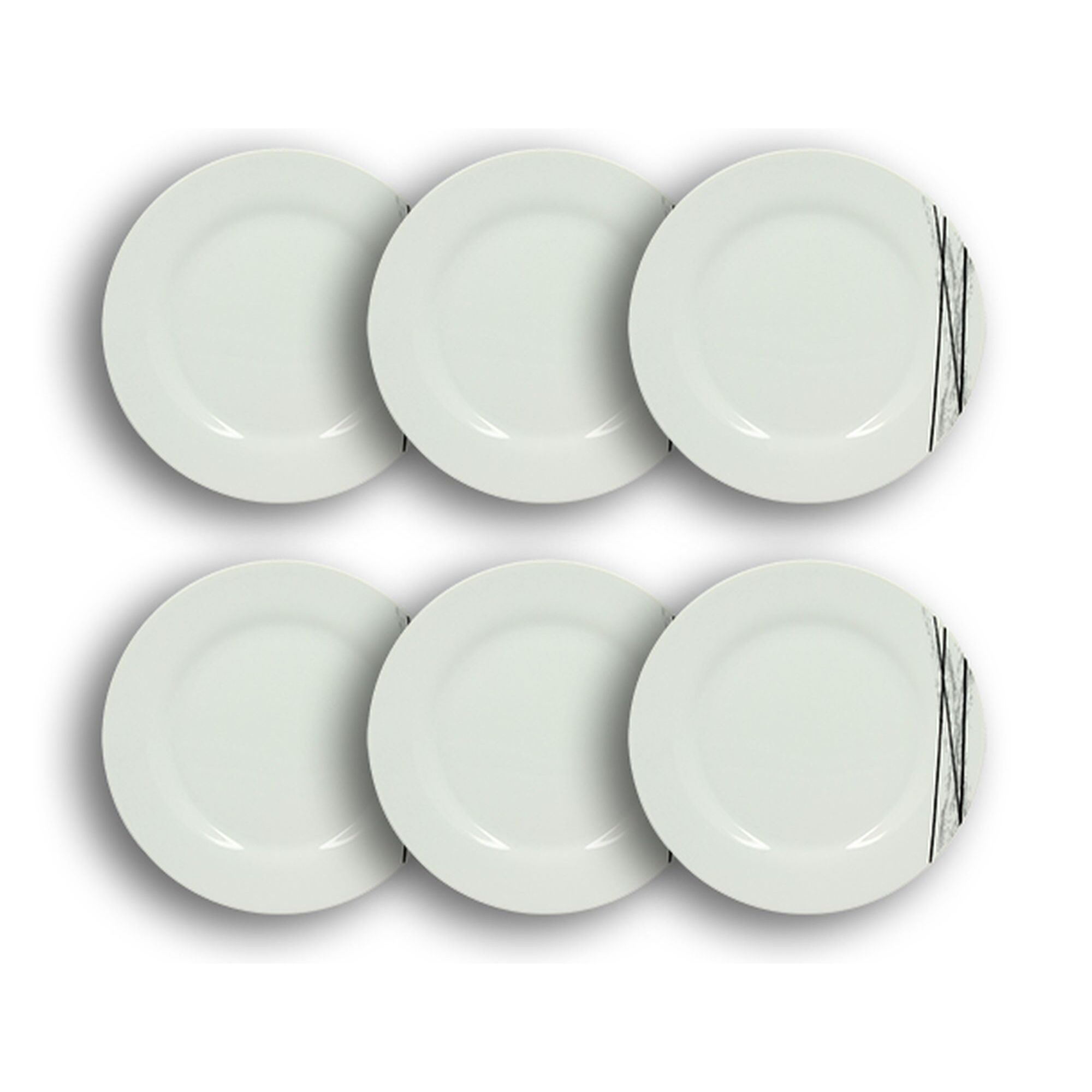 Lot de 6 assiettes à dessert porcelaine blanche à rayures noires 19cm CARBONE