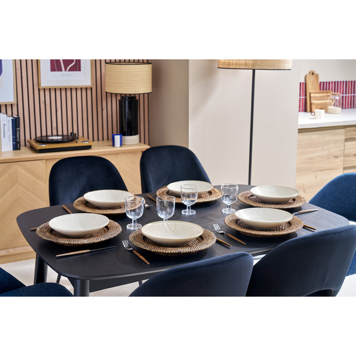 Table à manger extensible carrée en bois noir L90-130 cm NORDECO