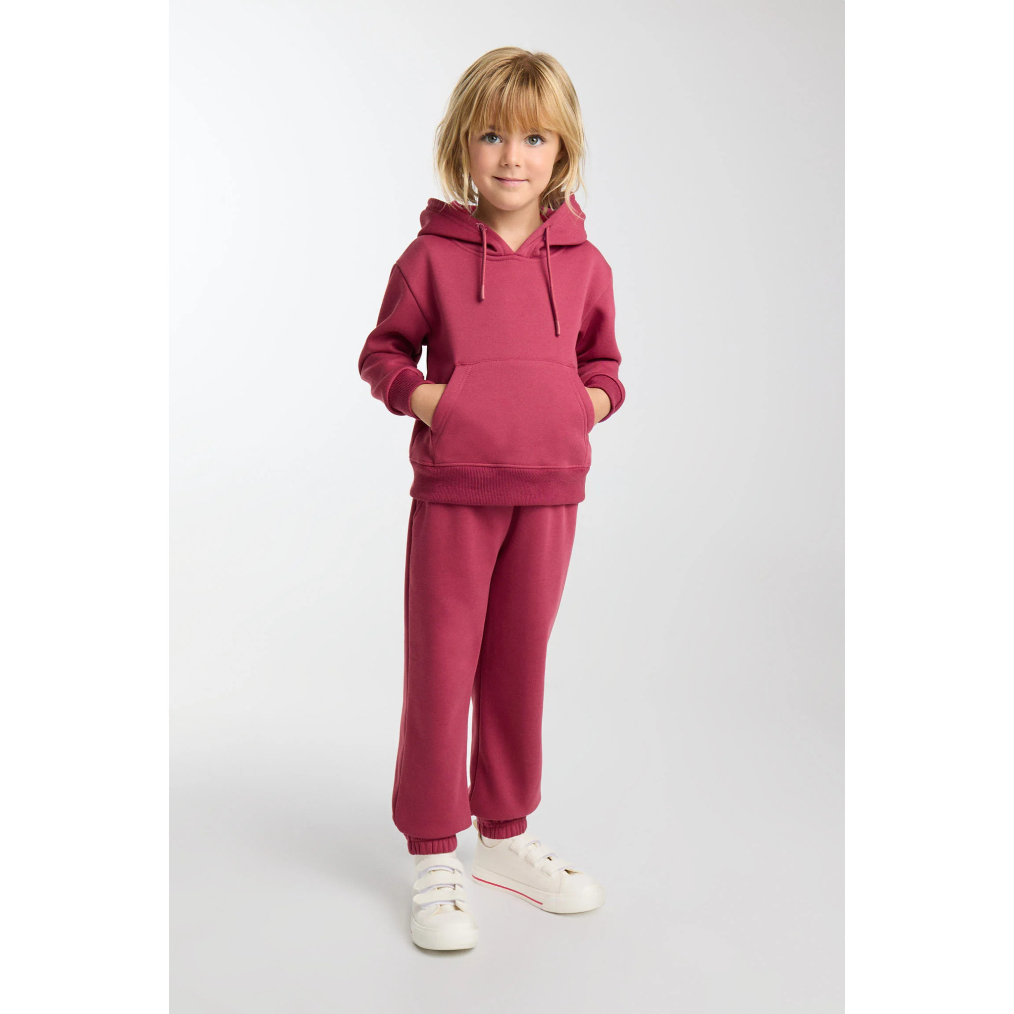 Chándal deportivo de niña afelpado sudadera y jogger rosa