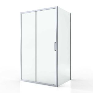 Tex Porte coulissante de douche verre trempé transparent avec glissières silencieuses 120x195cm, Chrome (SIKOTEXD120CRT)