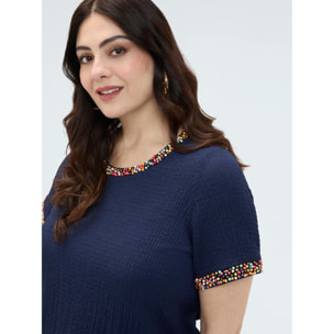 Fiorella Rubino - Camiseta de punto con cuentas - Azul
