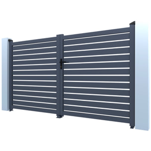 Portail aluminium semi ajouré "Julien" - 300 x 140 cm - Gris