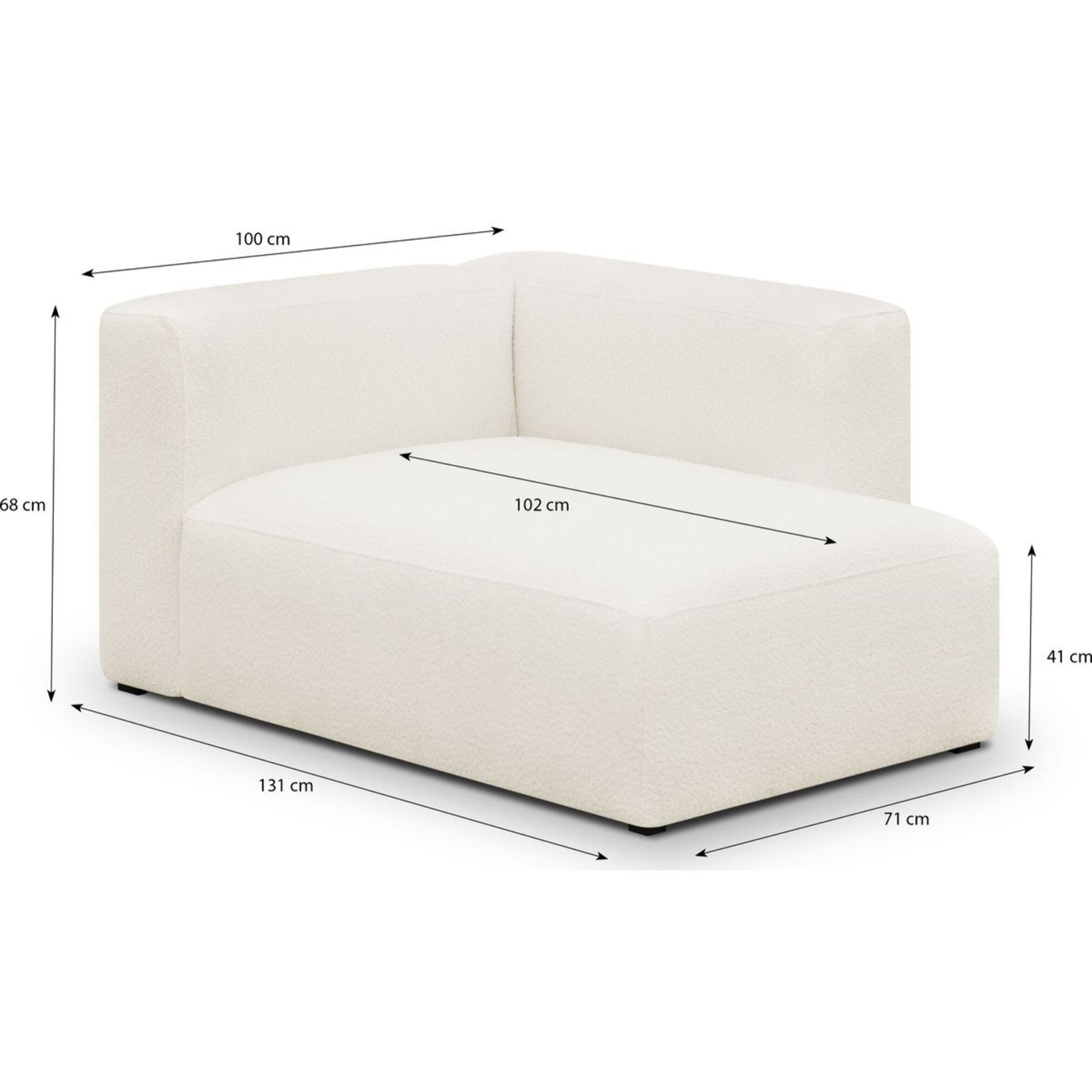 Méridienne d'angle à droite modulable en tissu bouclette - MODULO