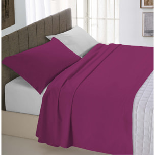 COMPLETO LETTO NATURAL COLOUR MADE IN ITALY COTONE-FUXIA/GRIGIO CHIARO MATRIMONIALE