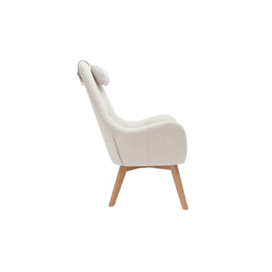 Fauteuil scandinave en tissu beige et bois clair MANIA