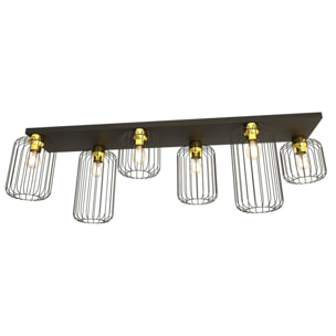 Lampada a sospensione BARN in acciaio nero opaco e oro