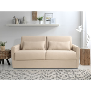 Ari - Canapé 3 places convertible - couchage quotidien - matelas 12 cm - en tissu - Beige