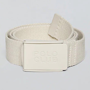 Cintura Brahim in tela beige con fibbia logo
