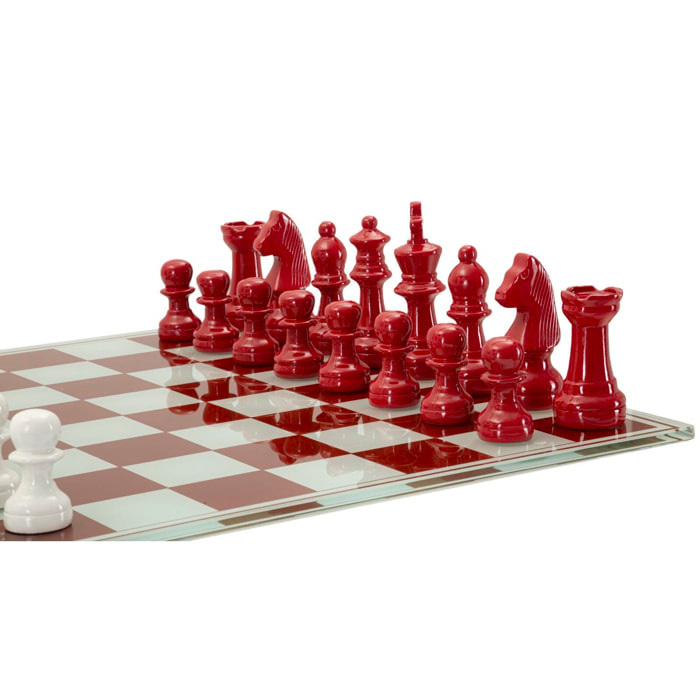 SET SCACCHIERA ROSSA/BIANCA CM 61X61X14