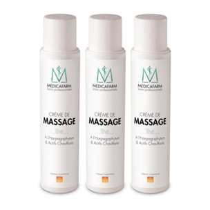 MEDICAFARM - Crème de massage à l'harpagophytum & actifs chauffants - Aide à soulager les douleurs articulaires - Maintien du confort articulaire et mobilité - Lot de 3 flacons airless 250 ml