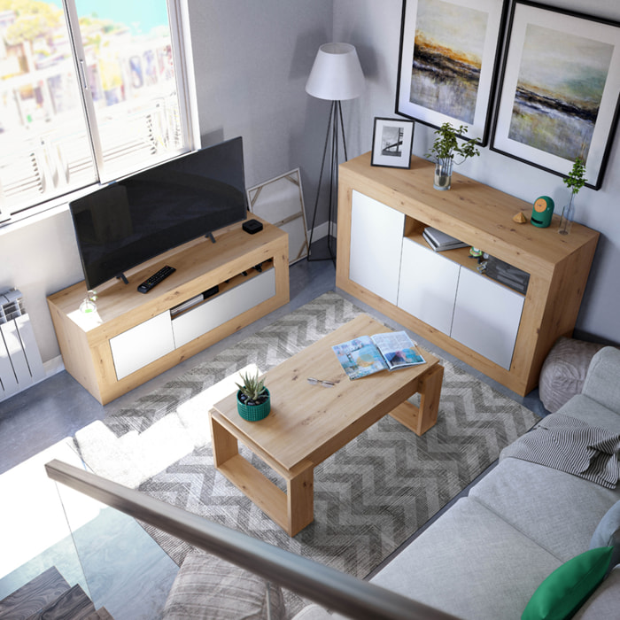Mesa Centro Elevable 45x105x55 Cm Roble Nodi