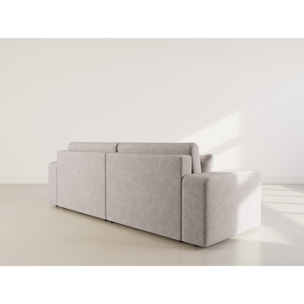 Nicole - Canapé droit 4 places convertible avec coffre en tissu - Gris clair