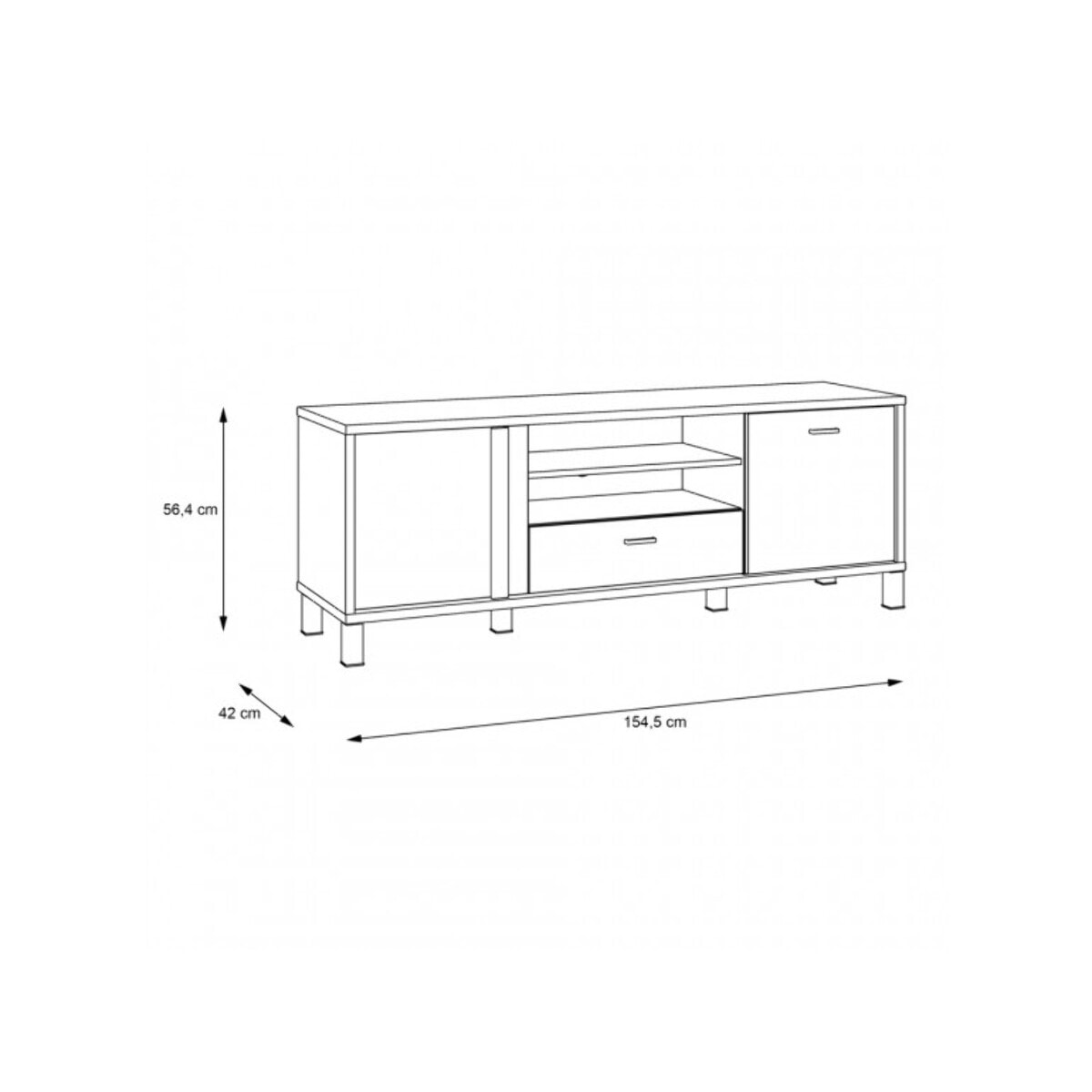 Meuble TV 155 cm bois effet chêne et noir - YAL