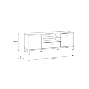 Meuble TV 155 cm bois effet chêne et noir - YAL