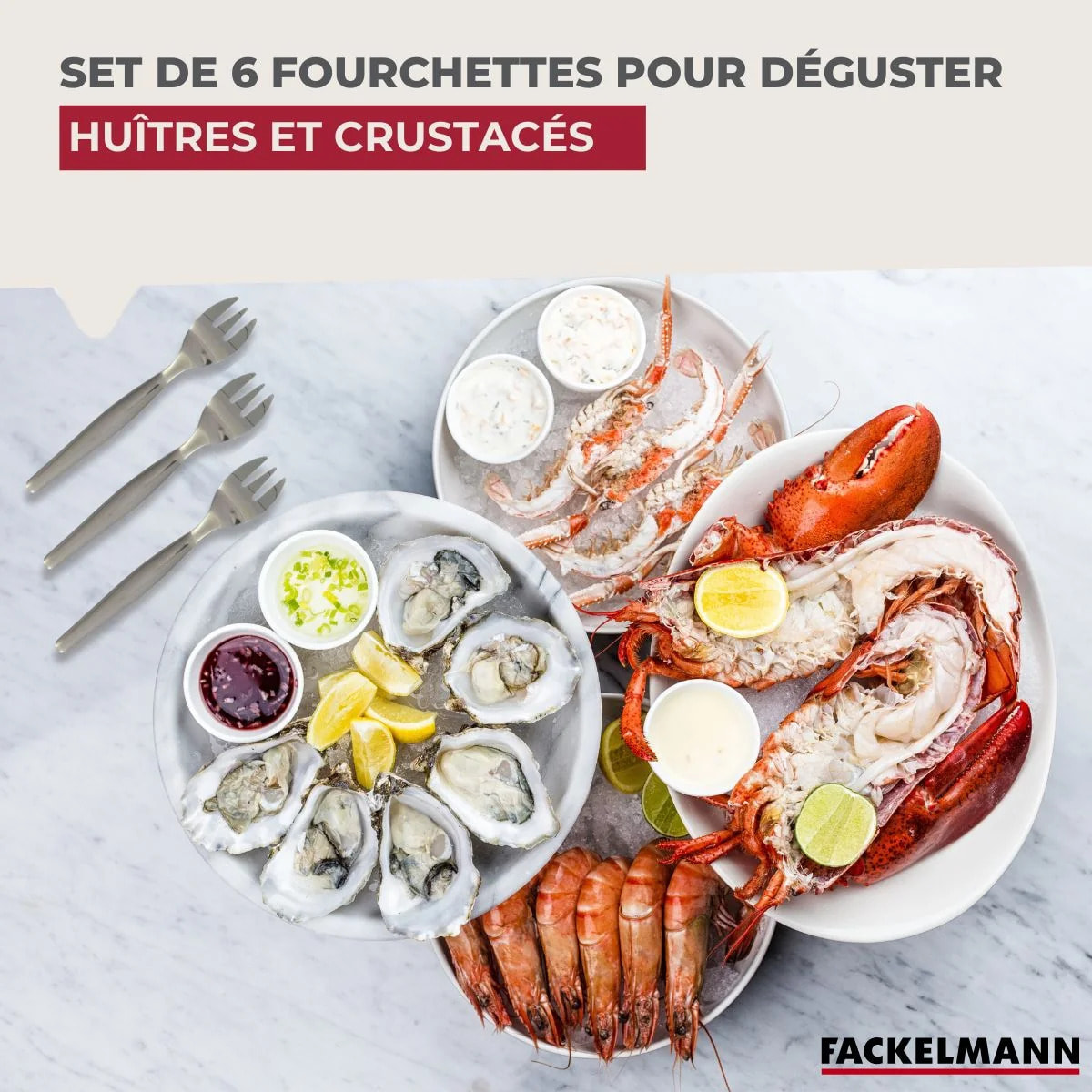 Lot de 6 fourchettes à huîtres 12,5 cm Fackelmann