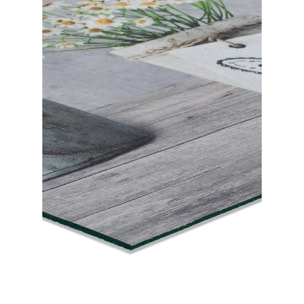 SPRINTY Alfombra vinílica de cocina dibujos macetas en gris, varias medidas disponibles.