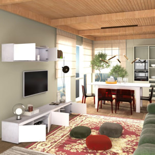 Mesa de comedor extensible Danna 140 Blanco Artik (Blanco Mate) - Gris Cemento