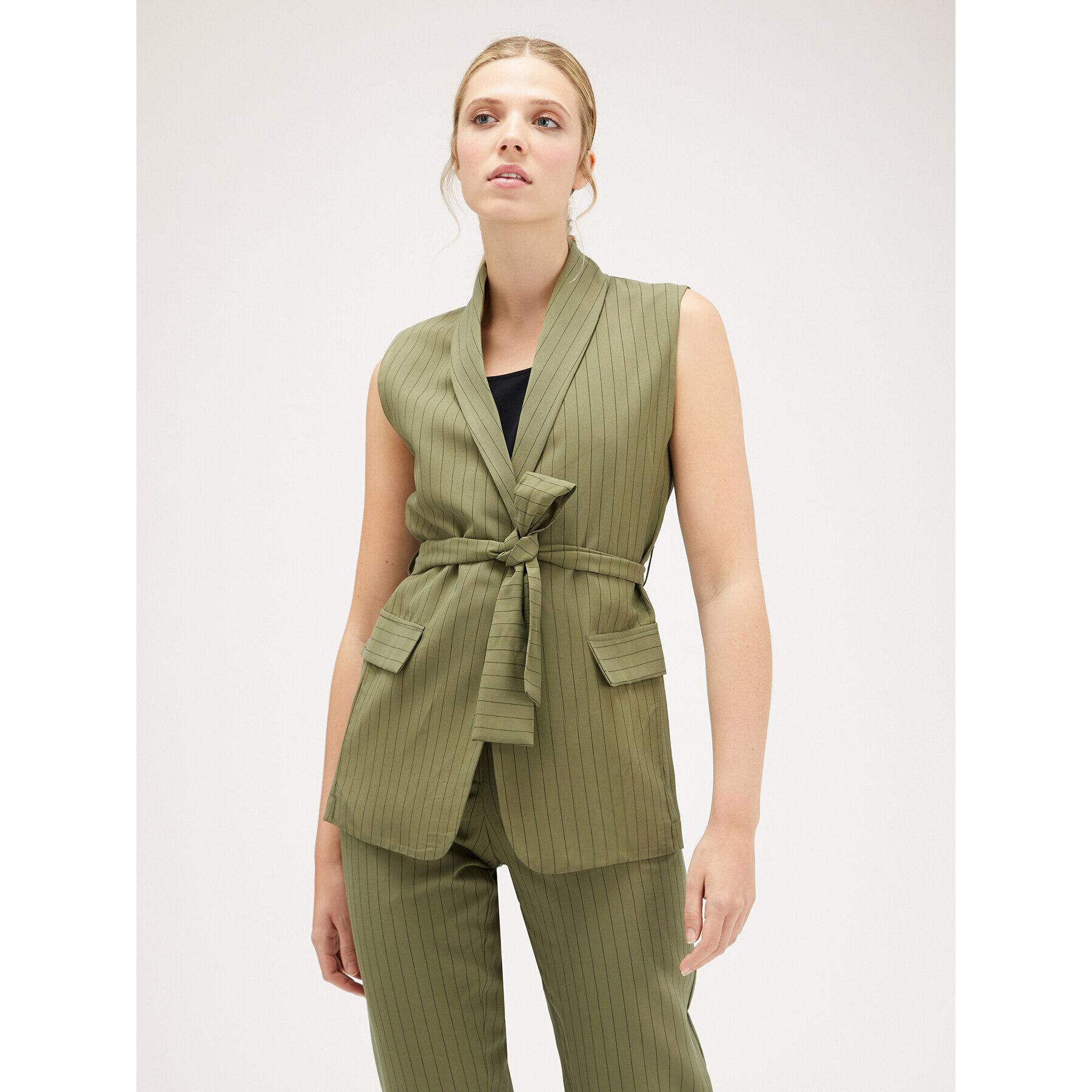 Motivi - Gilet lungo gessato - Verde