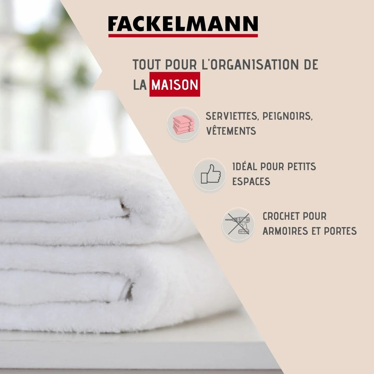Crochet de porte inox Lot de 2, dimensions 5,5 x 4,8 x 2 cm idéal pour un rangement pratique et élégant Fackelmann Tecno