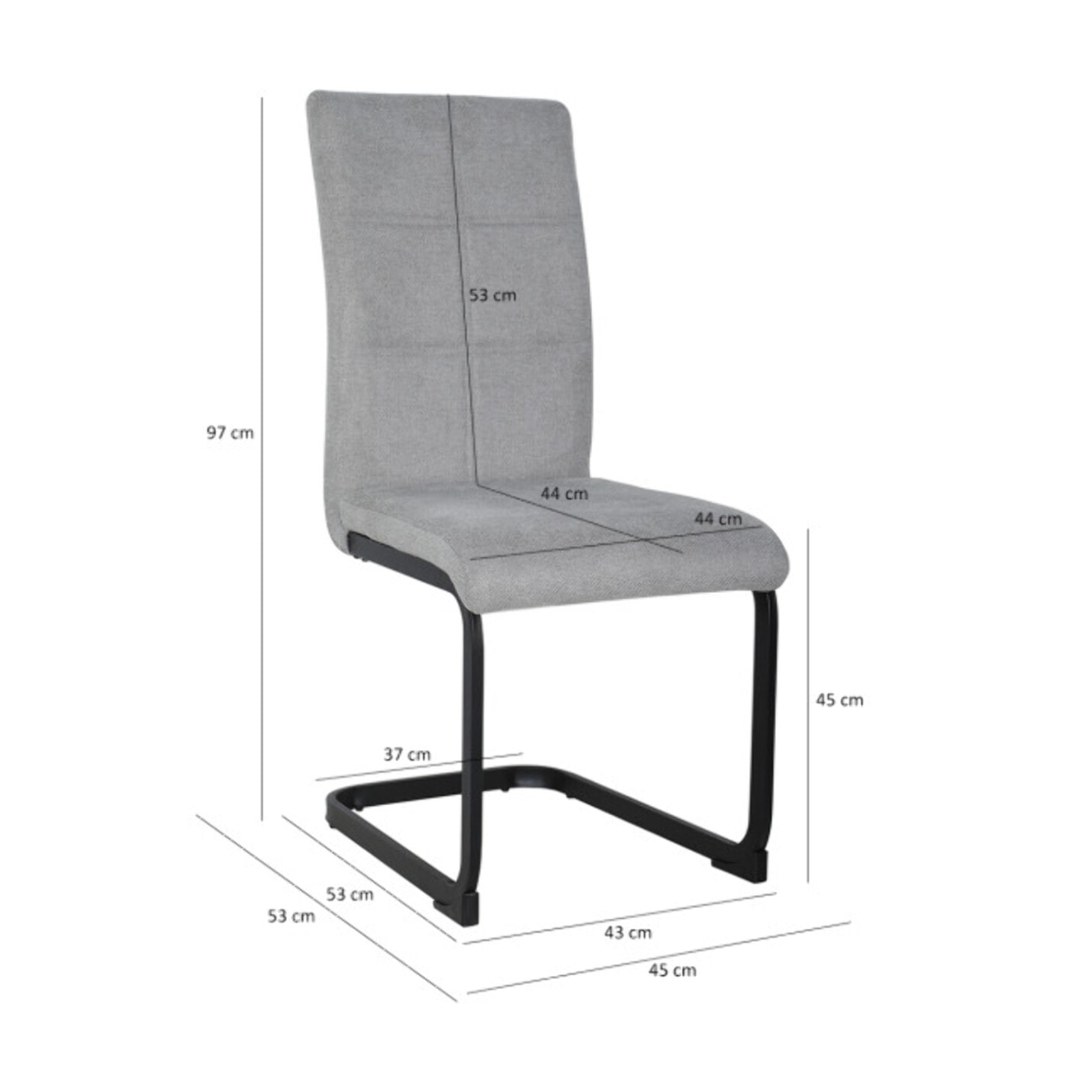 Chaise en tissu avec pied luge en métal - FABIO