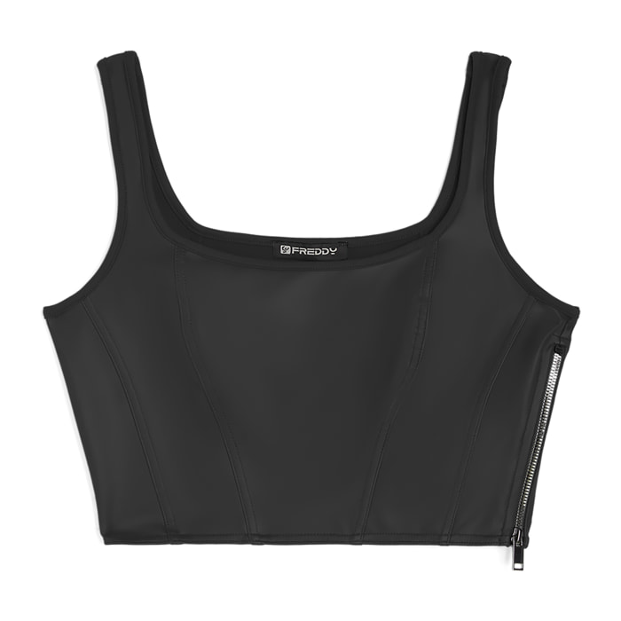 Top corto stile bustier in similpelle