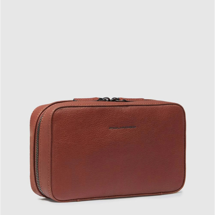 Piquadro Astuccio portacavi in pelle con tasca per mouse