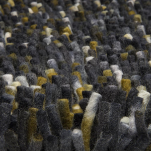 Tapis shaggy tissé en laine motif faux uni RABI