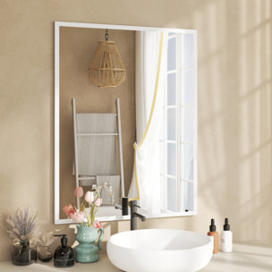 Miroir mural rectangulaire dim. 70L x 90H cm cadre MDF blanc