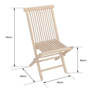 Lot de 4 chaises de jardin en teck LOMBOK
