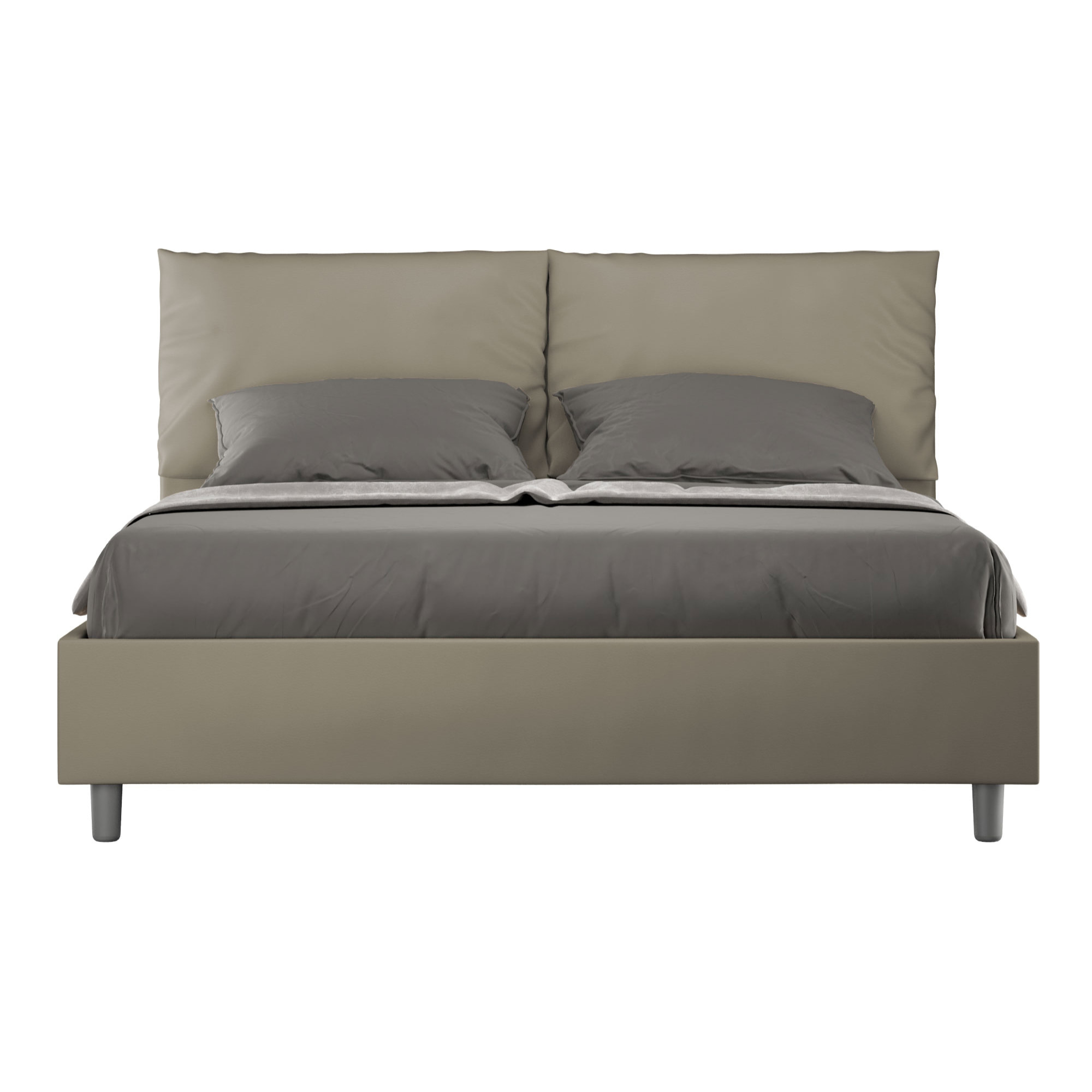 Letto matrimoniale senza rete imbottito 160x200 similpelle cappuccino Antea