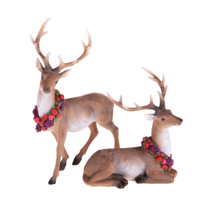 Set di 2 Renne - Pezzi 1 - Colore Marrone - 14x16Hx8cm - Bianchi Dino