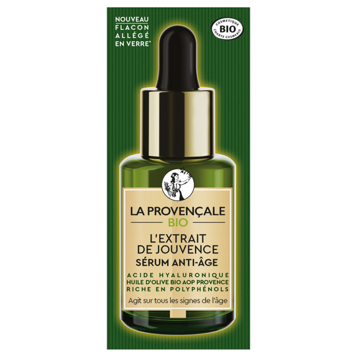 La Provençale Oleo-Jeunesse - Sérum Booster d'Hydratation Anti-âge - Omégas d'huile d'Olive verte & Acide hyaluronique - Tous ty