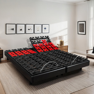 Sommier Électrique Superflex à Plots, 5 Plans de Couchage, Fermeté Réglable, Suspension Multidirectionnelle, relevage motorisé