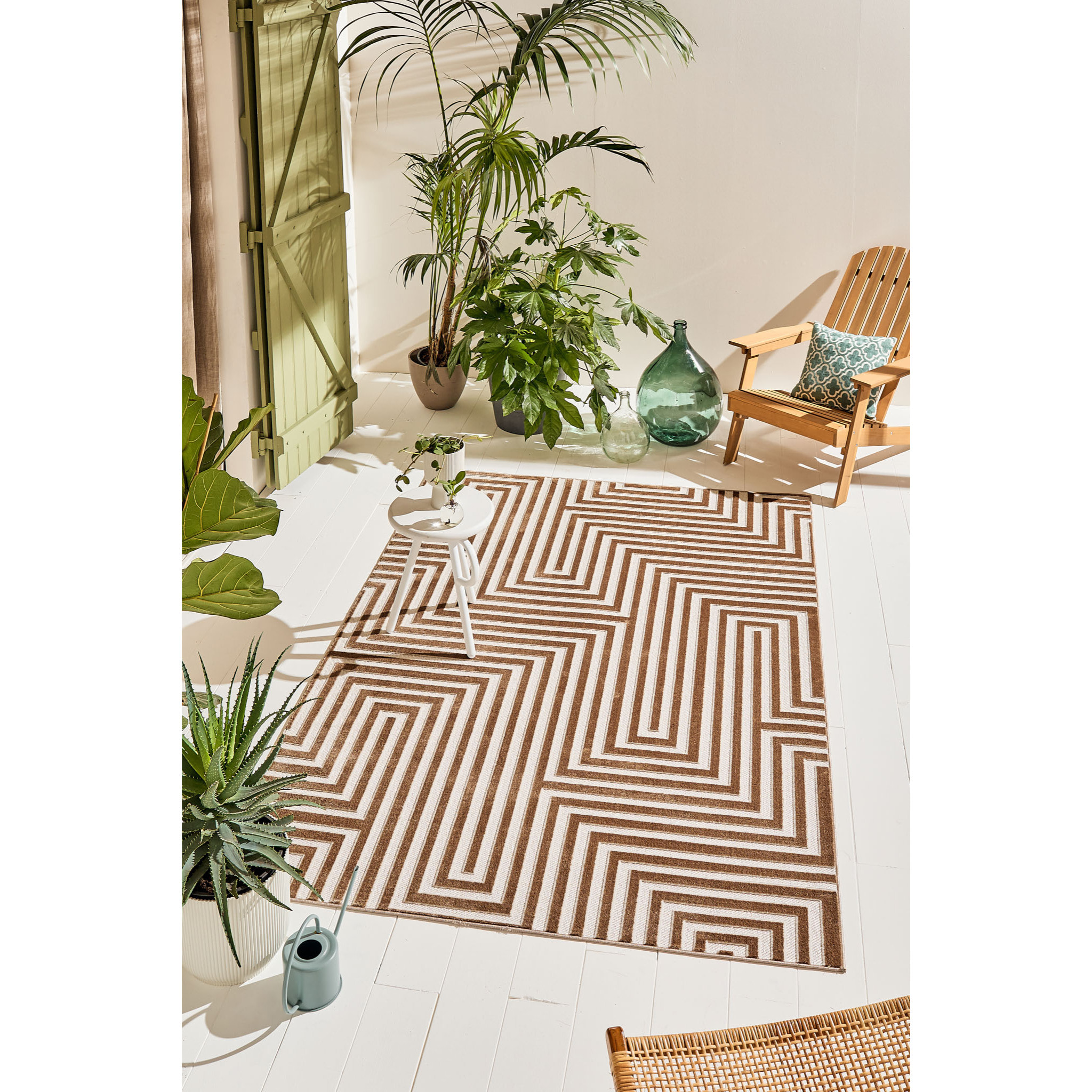 Tapis Loopin 338 beige 200x280 cm - Motif en relief - Indoor & Outdoor