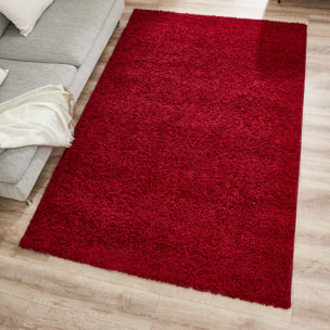 SHAGGY UNI - Tapis shaggy à poils longs, motif uni rouge