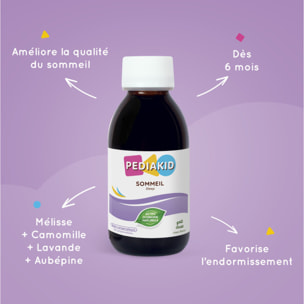 PEDIAKID - Sirop Sommeil - Complément Alimentaire Naturel - Formule Exclusive au Sirop d'Agave - Améliore la Qualité du Sommeil - Favorise l'Endormissement - Arôme Cerise - Lot de 2 sirops 125ml