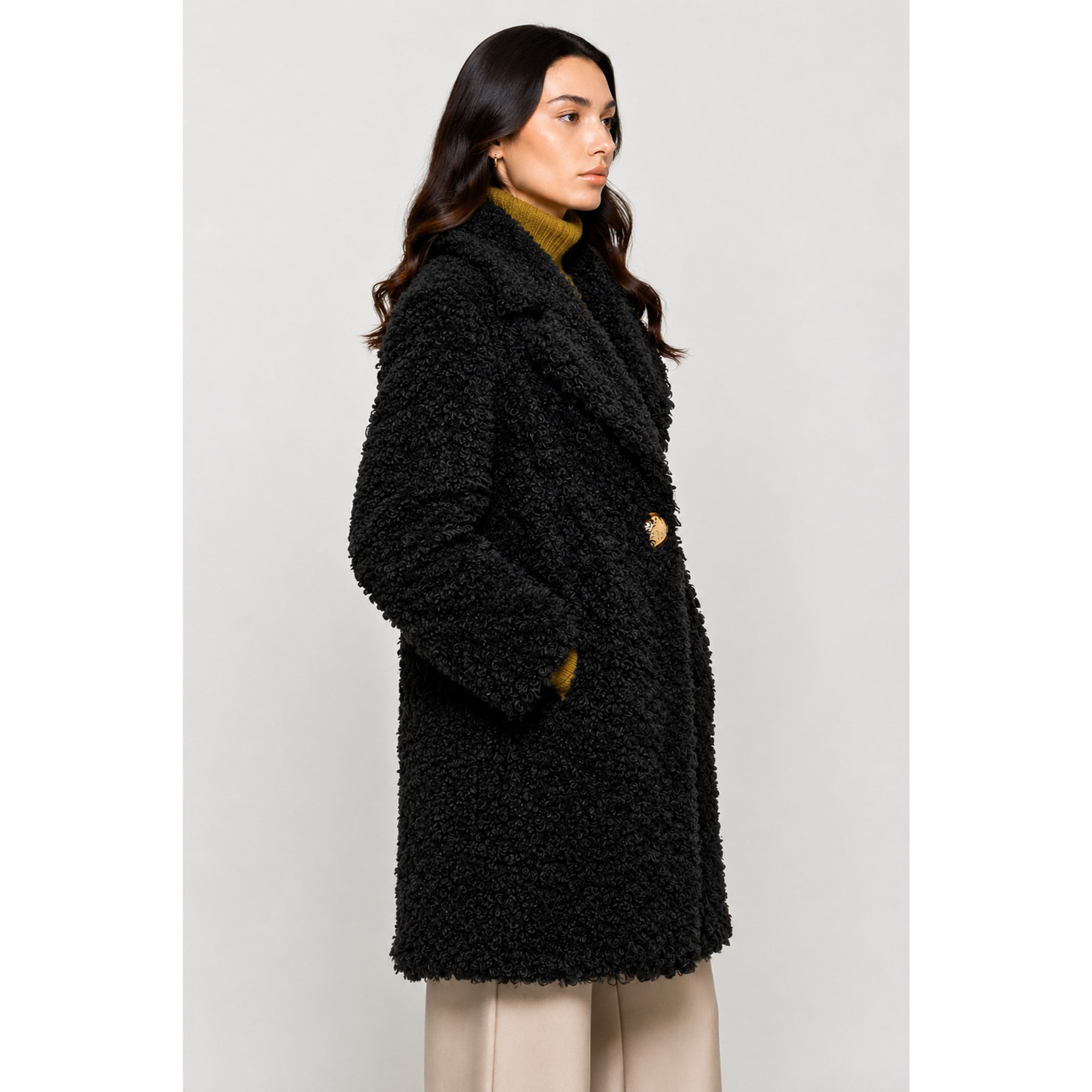 Kocca - Cappotto da donna in tessuto riccio con ampio collo Donna
