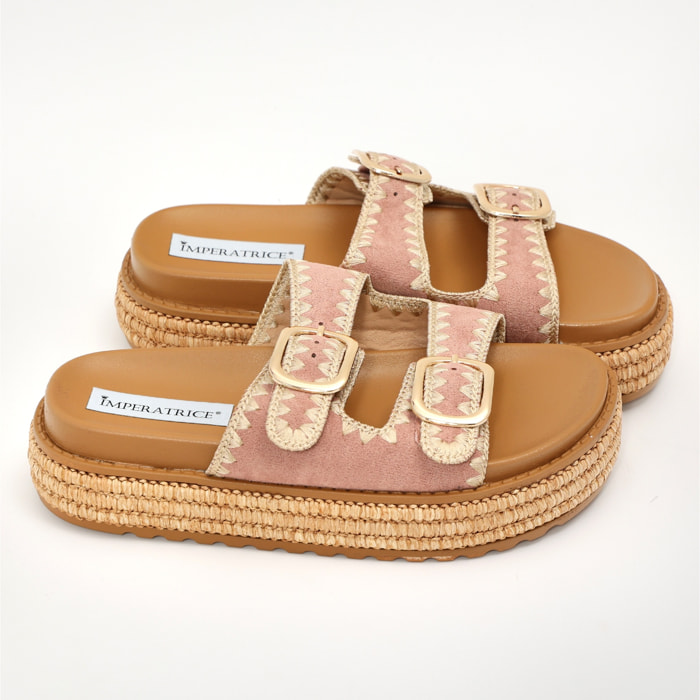 Sandali platform in simil pelle con fibbie color oro