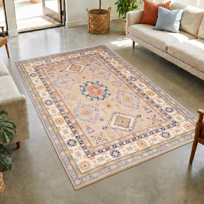 Tapis salon au motif géométrique, noué à la main, INEVOJI